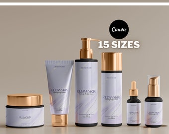Benutzerdefinierte Etiketten Hautpflege Vorlage | Benutzerdefinierte Verpackungsetiketten | Kosmetische Flaschenetiketten | Beauty Produkt Etikett | Lotion Tropfflasche Etiketten