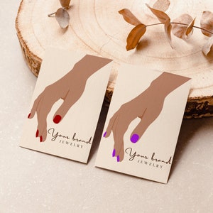 Exibição de cartão de pulseira de mão, mini marcas de embalagem de pulseira, modelo de canva de cartão de exibição de joias, embalagem de negócios de joias personalizadas 003
