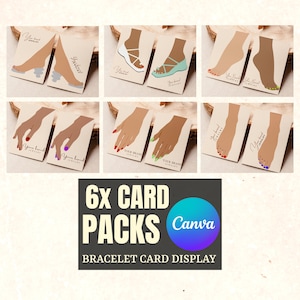 6x Card Pack Ankle Bracelet Display Card, Hand Bracelet Packaging Mini Brands, Jewelry Display Card Canva Template, Custom Jewelry Business
