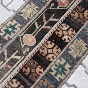 Handmade Rug 2x5, Natural Rug 2x5, Dark Colors Rug, 2x5 Turkish Rug, Vintage Rug, Oushak Rug, Welcome Rug, Small Runner, Anatolian Rug, Gift