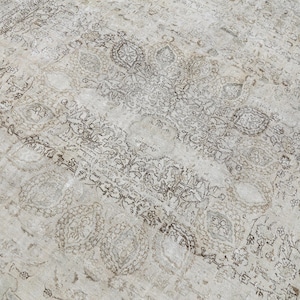 10x12 Handwoven Wool Turkish Rug: Beige Brown Oushak Area Rug