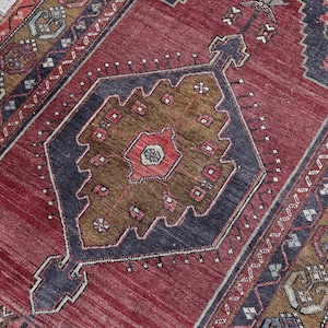4x8 Ft Antique Oushak Rug, Red Turkish Area Rug, Handmade Wool Carpet, Vintage 4x8 Rug, ANatolian Rug,Bedroom,Kids,Housewarming Gift,4x8 Rug