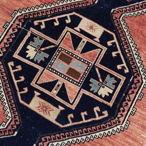 3x9 Ft Red Navy Blue Runner Turkish, Antique Runner Vintage, Runner Oushak, 3x9 Turkish Runner, Handmade Wool Rug,Kitchen,Hallway,2.8x9.4 Ft