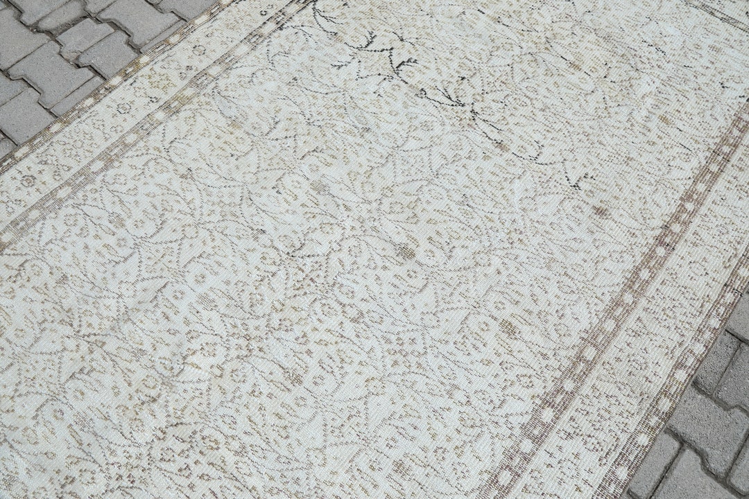 5x8 Rug, Neutral Rug, Vintage Persian Rug, Oushak Rug 5x8, 5x8 Turkish