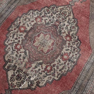 Antique Turkish Wool Rug (4.2x8.1 ft): Red, Brown, and Beige Boho Decor