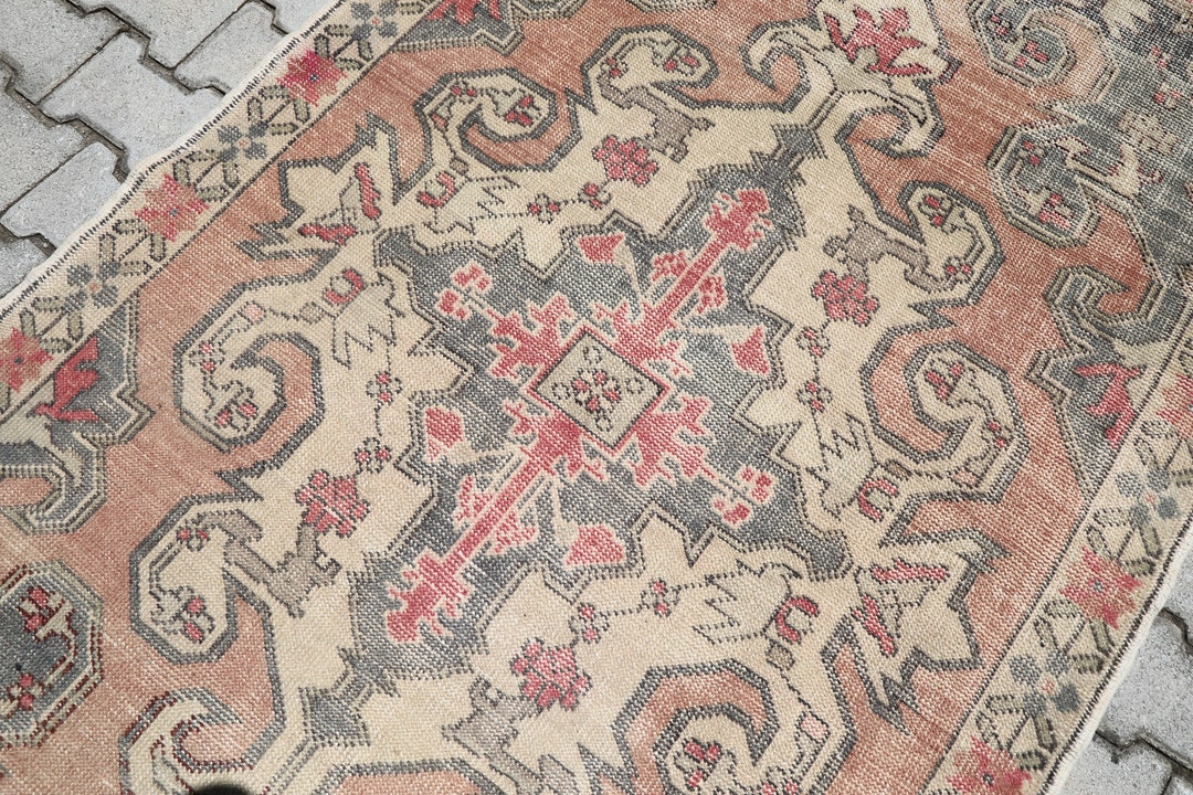 4x8 Rug, 4x8 Turkish Rug, 4x8 Vintage Rug, Bathroom Rug, Small Vintage Rug, Oushak Rug, Bohemian ...