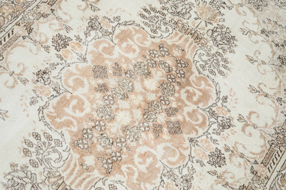 Handmade 7x9 Wool Turkish Rug: Antique Beige Brown Saloon Rug - Etsy