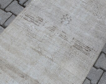 3x12 Beige Muted TURKISH VINTAGE RUG Runner, Neutral Antique Oushak Long Home Decor Kitchen & Hallway, Entryway, Gift, 2.8 x 11.7 Ft