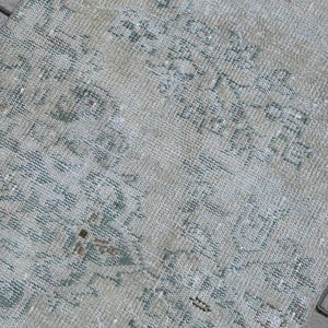 2.5x4.1 Ft Green Beige Turkish Rug, Handmade Wool Vintage Rug, Neutral Oushak Rug, Faded Rug, Muted Rug,Anatolian Rug,3x4 Rug,Bathroom Decor