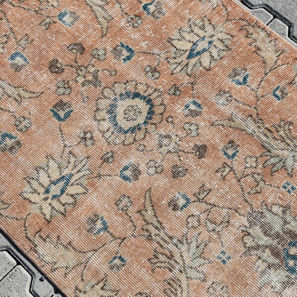 3x8 Turkish Runner, Runner Rug 3x8, Vintage Runner 3x8, Handmade Wool Rug, Kitchen Rug, Hallway Rug, Runner, Rug, 3x8, Faded, Muted Rug, 416