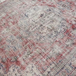 8x11 Rug, Oversized Rug, 8x11 Turkish Rug, 8x11 Vintage Rug, Distressed Rug, Natural Rug, Wool Rug, Anatolian Rug,Antique Rug,Red,Blue,Beige