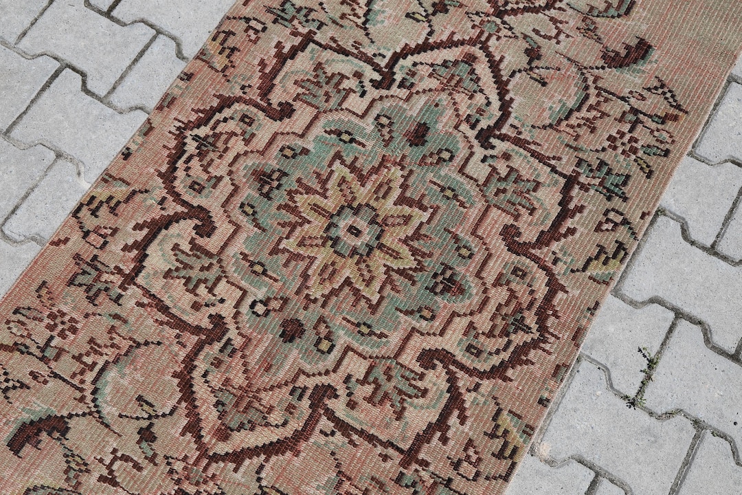 Rusk Color Rug Runners 3x8 Ft Runner,rust Green Turkish Runner,antique Vintage Runner,handmade ...