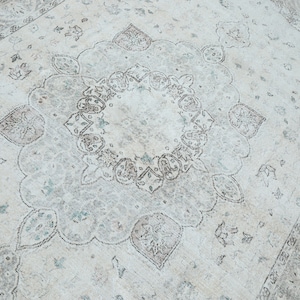 7x12 Vintage Turkish Oushak Rug: Large Faded Wool Area Rug