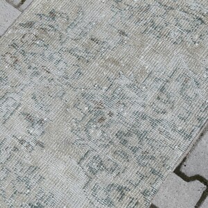 2x6 Ft Neutral Vintage Runner Rug, Green Beige Turkish Runner, Handmade Wool Rug, Faded Oushak Runner Area, Narrow Runner Rug,2x6 Runner Rug