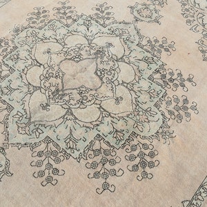 Handmade 10x12 Oushak Rug: Vintage Turkish Wool & Cotton