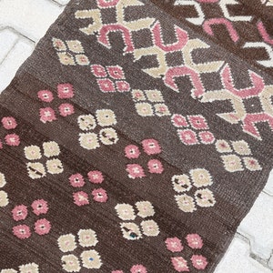 Teppich, 2x8 Läufer, 2x8 Türkische Läufer, 2x8 Vintage Läufer, Boho Teppich, gedeckter Teppich, GeschenkTeppich, Neutraler Vintage Teppich, Braun, Rosa, Teppich 2x8