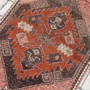 Antique Turkish Runner Rug: Eclectic Orange Red Boho Decor, 2.8x9.5 Ft