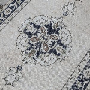 Navy Blue Turkish Runner Rug: Vintage Wool Hallway Rug (3x12)
