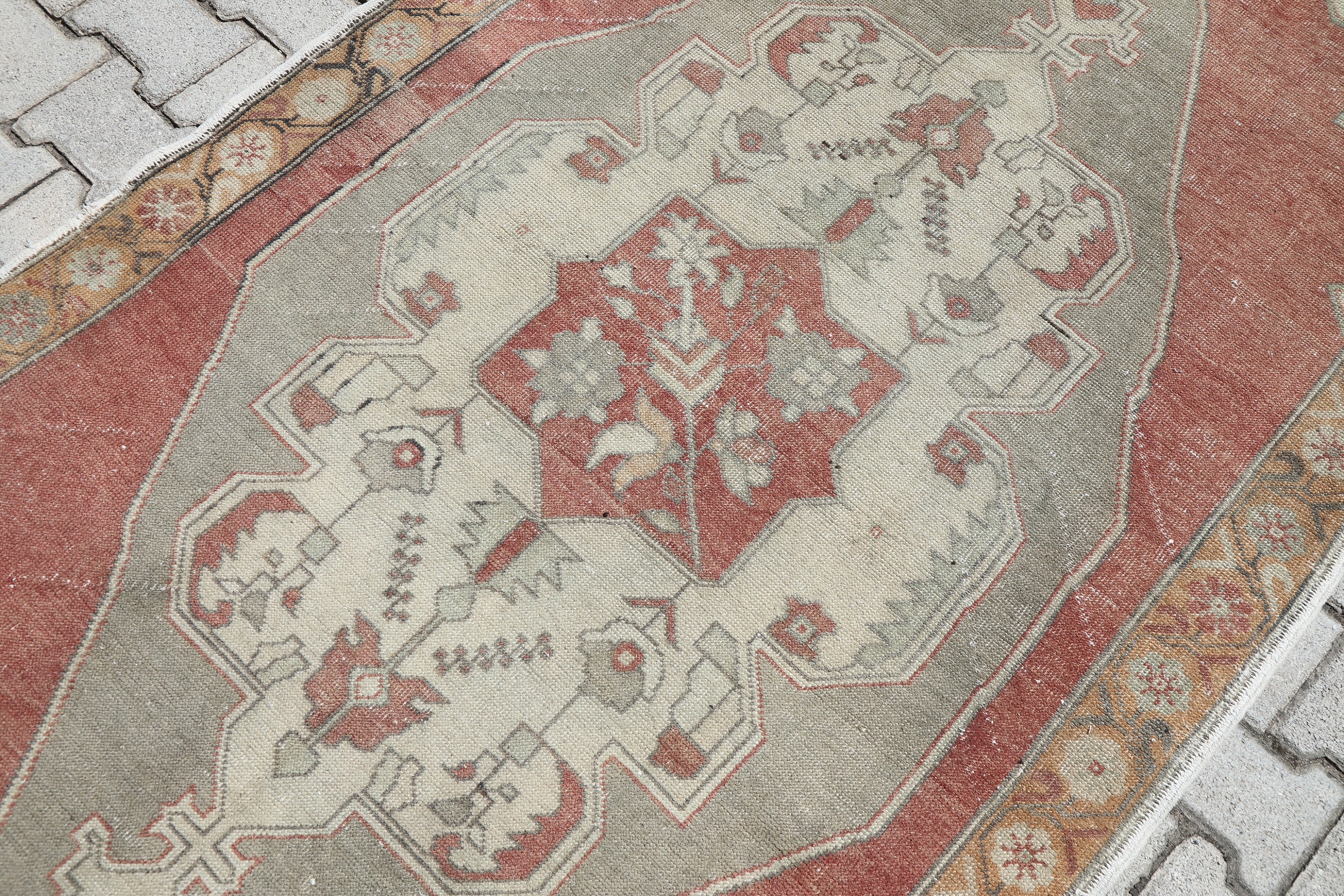 4x8 Vintage Turkish Rug: Handmade Wool Bohemian Accent Rug