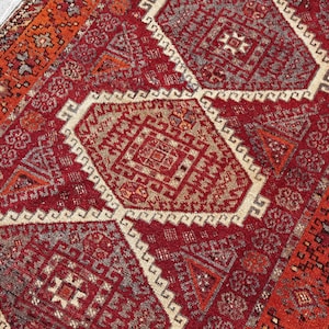 4x8 Ft Orange Red Turkish Rug, Antique Unique Vintage Rug, Area Oushak Rug, Handmade Wool Rug, Anatolian Rug,Eclectic Rug,Bedroom,3,8x7,7 Ft