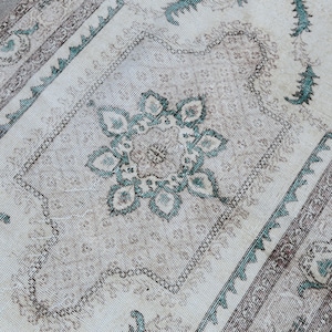 Handmade Oushak Rug 4x6: Vintage Turkish Wool & Cotton Area Rug