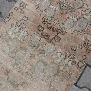 Peach Beige Turkish Runner Rug: 2.3x7.6 Ft Vintage Oushak, Boho Anatolian Rug