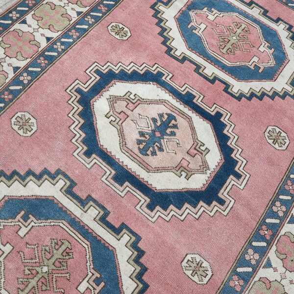6x9 Rug, 6x9 Vintage Rug, 6x9 Turkish Rug, Bohemian Rug, Anatolian Rug, Faded Rug, Unique Rug, Decor Rug, Beige, Pink, Blue, Rug, 6x9