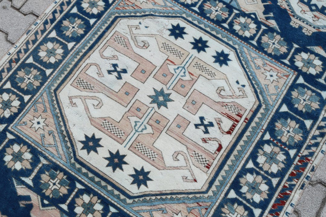 4x8 Anatolian Rug, 4x8 Rug, Powder Pink, Blue Rug, Unique Rug,rustic ...