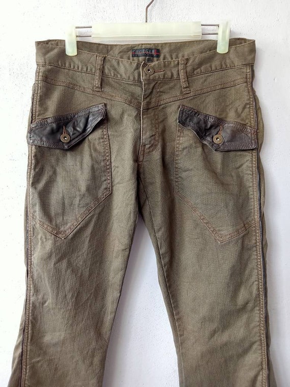 Vintage Morgan Homme Dark Brown Patch Pocket Flare Denim Jeans