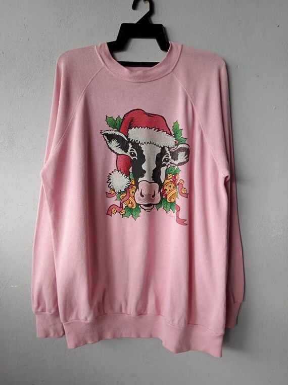Vintage 80s Cow Face Print Sweatshirt Size XXL - Etsy