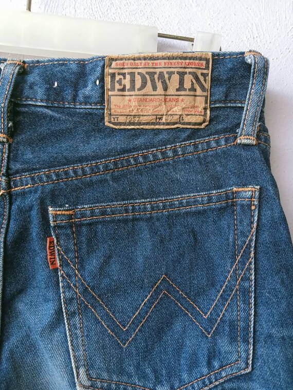 Vintage 70s Edwin 1057 EKJ Orange Tab Dark Blue D… - image 7