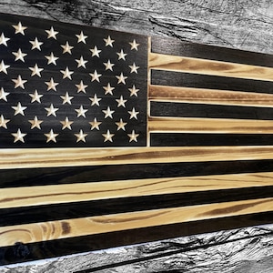 Black USA Wooden American Flag - Rustic Wall Art - USA Banner - Handmade Gift - Plaque - Personalized - Custom