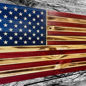 USA Wooden American Flag - Rustic Wall Art - USA Banner - Handmade Gift - Plaque - Personalized - Custom