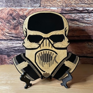 M50 Gas Mask Skull Plaque - CBRN - Rustic - Handmade Gift - Plaque - Personalized - Custom