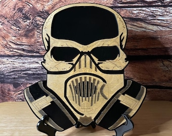 M50 Gas Mask Skull Plaque - CBRN - Rustic - Handmade Gift - Plaque - Personalized - Custom