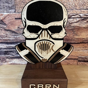 M50 Gas Mask Skull CBRN W/ Stand Rustic Handmade Gift Plaque ...