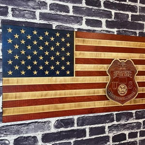 Department of the Army Counterintelligence USA Wooden American Flag - Rustic Wall Art - USA Banner - Handmade Gift - Plaque - Personalized