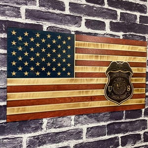 Department of the Army Counterintelligence USA Wooden American Flag - Rustic Wall Art - USA Banner - Handmade Gift - Plaque - Personalized