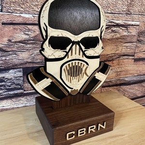 M50 Gas Mask Skull CBRN W/ Stand Rustic Handmade Gift Plaque ...