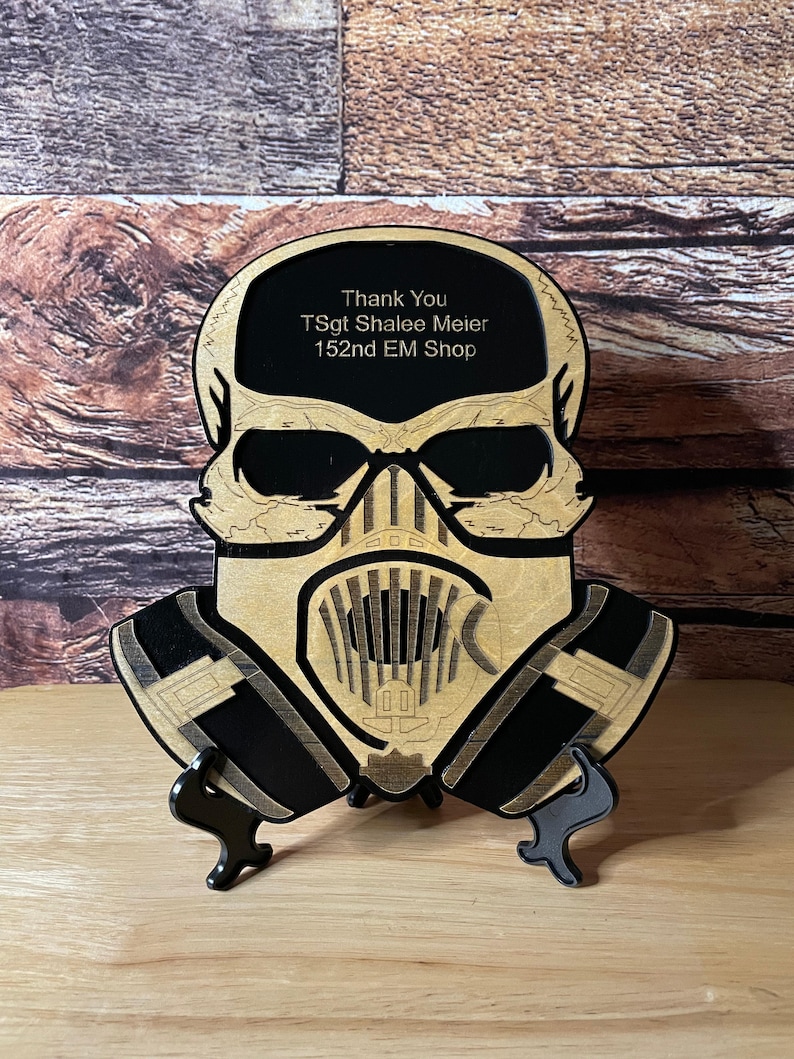 M50 Gas Mask Skull Plaque CBRN Rustic Handmade Gift Plaque Personalized ...