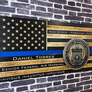 US Federal Air Marshal Service USA Wooden American Flag - Rustic Wall Art - USA Banner - Handmade Gift - Plaque - Personalized - Custom