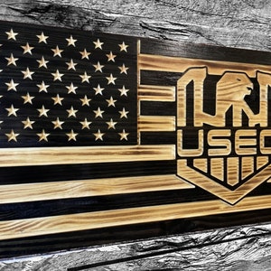 USEC Escape from Tarkov USA Wooden American Flag - Rustic Wall Art - USA Banner - Handmade Gift - Plaque - Personalized - Custom