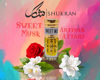 Sweet Musk | Natural Attar | Damask Rose, Lilly, Jasmine, Cederwood, Pink Potus | Premium Perfume Oil | Long Lasting Unisex Fragrance