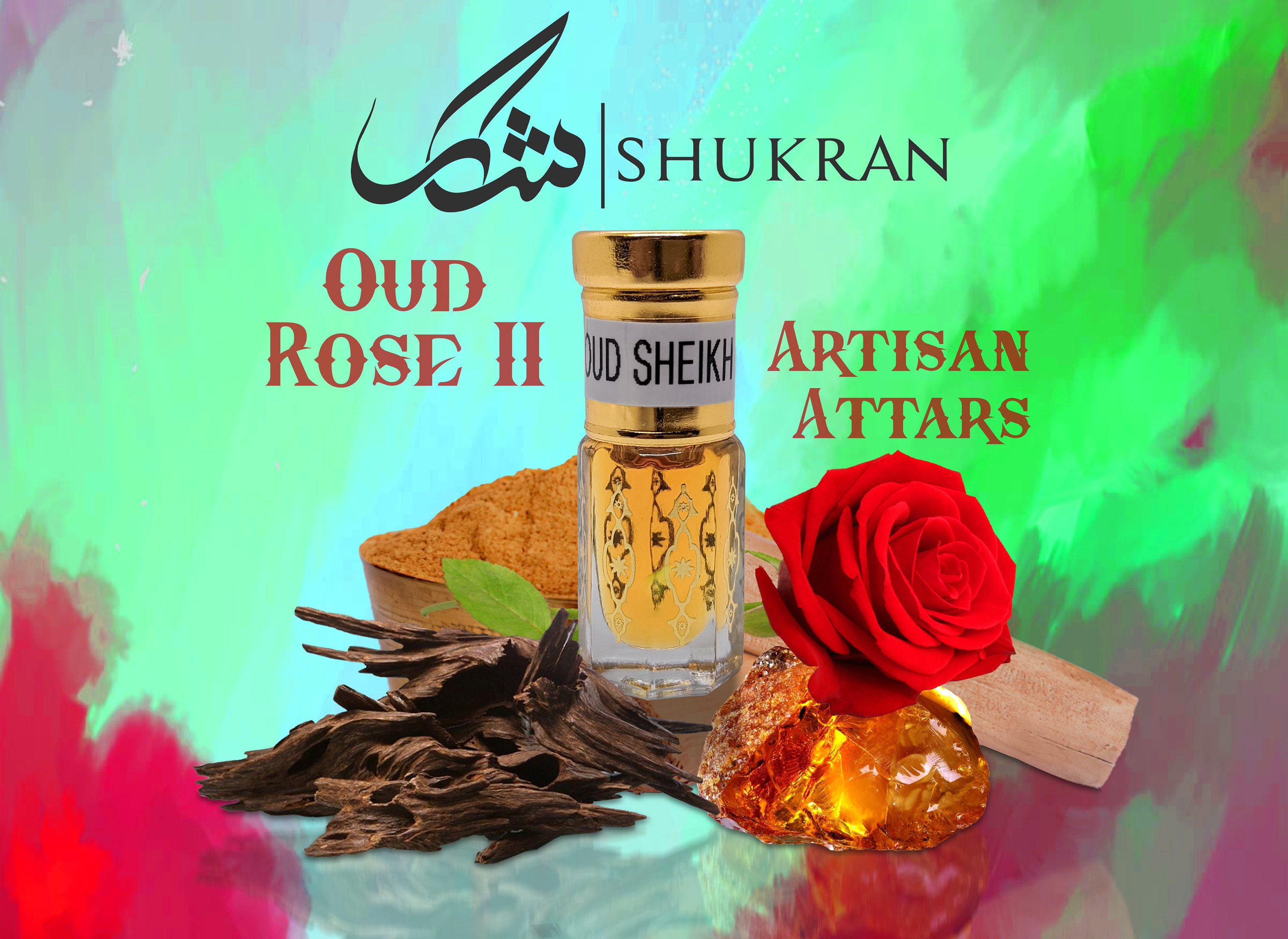 Oud Rose II | Natural Attar | Agarwood, Damask Rose, Wood, Amber,  Sandalwood, Resins | Premium Perfume Oil | Long Lasting Unisex Fragrance