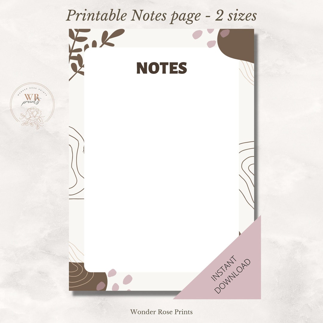Notes Page Printable, Plain Notes Page, Blank Notes Template, A4/letter ...