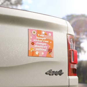 Funny Political Satire Car Magnet: Groovy Mushroom Flowers Heart Bumper Sticker