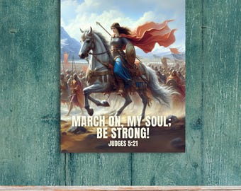Affiche d'art Deborah guerrière biblique : impression de femmes juives inspirantes