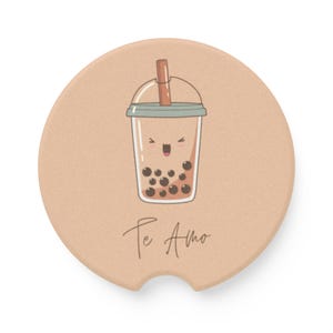 Te Amo Bubble Tea Kawaii Spanish I Love You Soapstone Car Coaster Boba Tea Cartoon