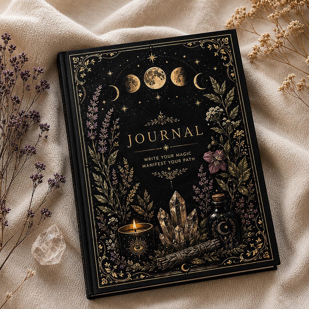 Witchy Celestial Journal Notebook | Moon Phase Matte Hardcover Journal ...