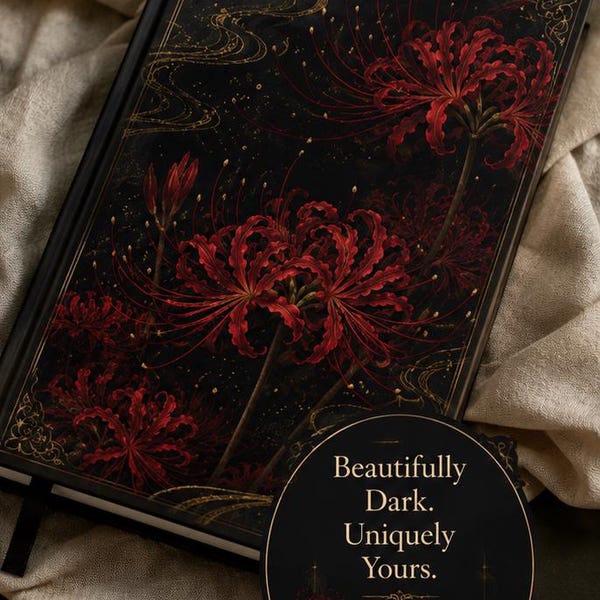 Spider Lily Journal | Gothic Floral Notebook | Dark Academia Journal | Red Lycoris Flower Diary | Witchy Writing Notebook | Gift for Writers